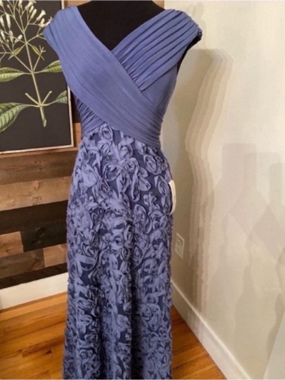 Patra NEW Crossover Pleated Front Soutache Skirted Gown Cornflower Blue Women 6 - Picture 2 of 13